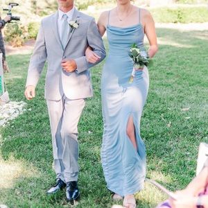 Birdy Grey 	Ash Crepe Dress - Dusty Blue Bridesmaid dress